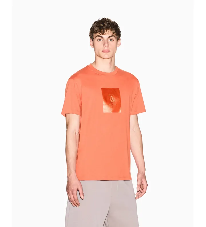 A|X Armani Exchange para hombre. XM002213AF10356U3040 Camiseta Regular naranja (L), Casual, Rosa, Algodón, Manga corta