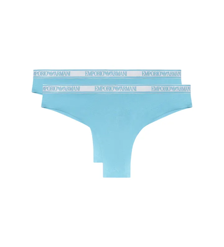 Emporio Armani para mujer. EW000404_AF19028 Set de 2 Tangas Iconic Microfiber turquesa (L), Azul, Homewear, Poliamida