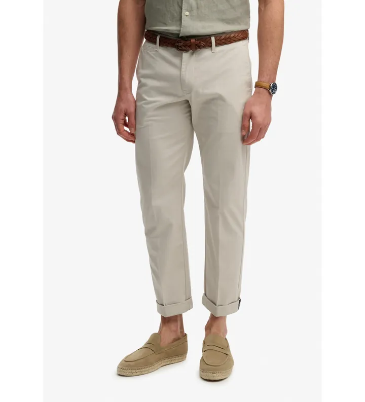 Superdry para hombre. M7011418A Pantalón Premium Recular Chino gris (30/32), Casual, Algodón