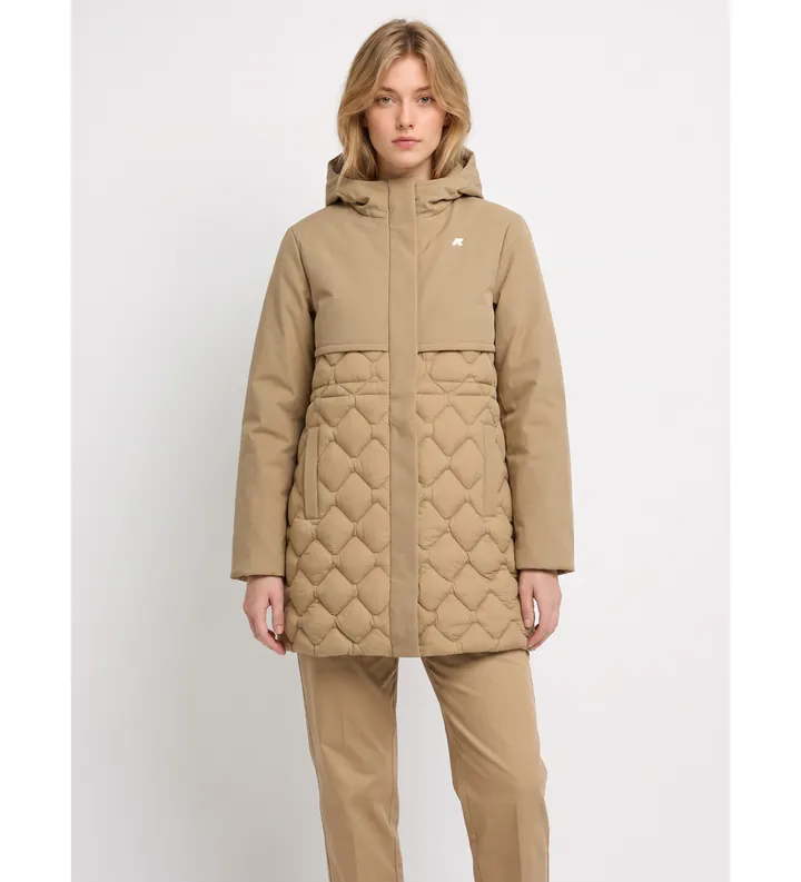 K-way para mujer. K8161EW Chaqueta Siphelle Hybrid Warm Shell beige (L), Casual, Nylon