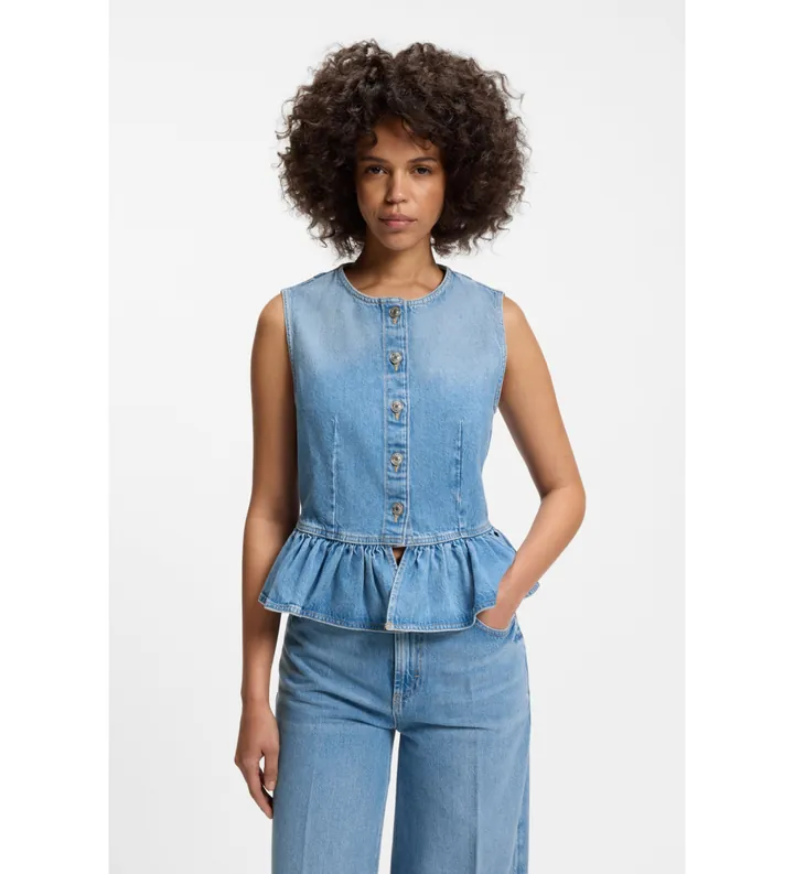HUGO para mujer. 50563534 Top Gimma azul (M), Casual, Algodón, Sin mangas / Tirantes