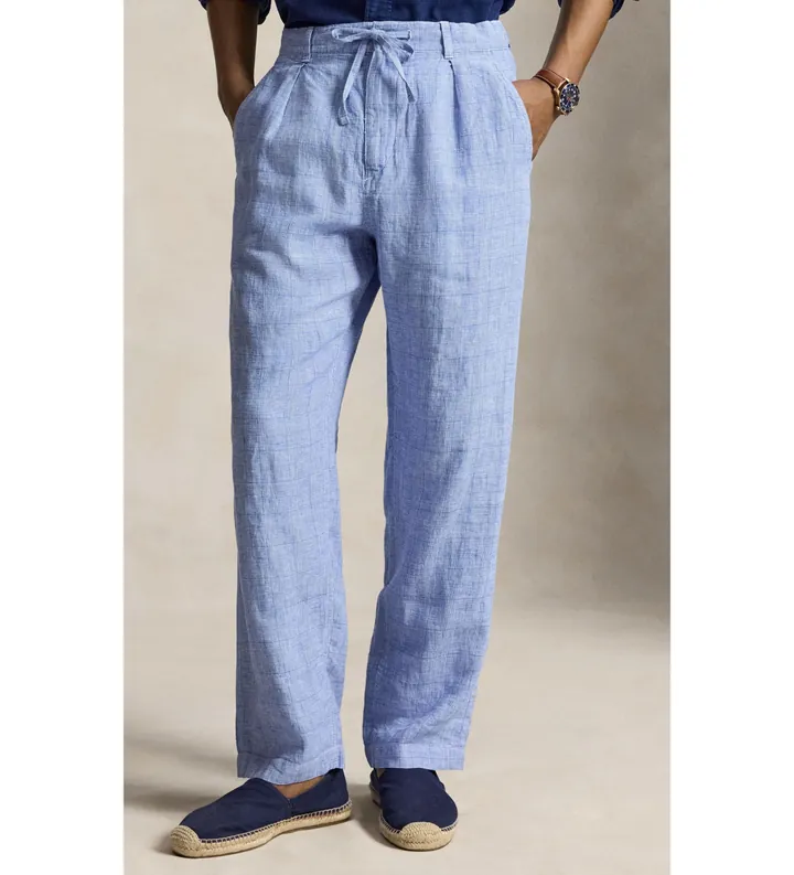 Polo Ralph Lauren para hombre. 710B19649002 Pantalón Lateef de lino Relaxed Fit azul (L), Casual