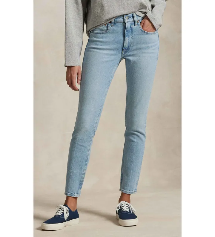 Polo Ralph Lauren para mujer. 211969388001 Jeans Super Slim de tiro medio azul (24/32), Casual, Algodón, Denim