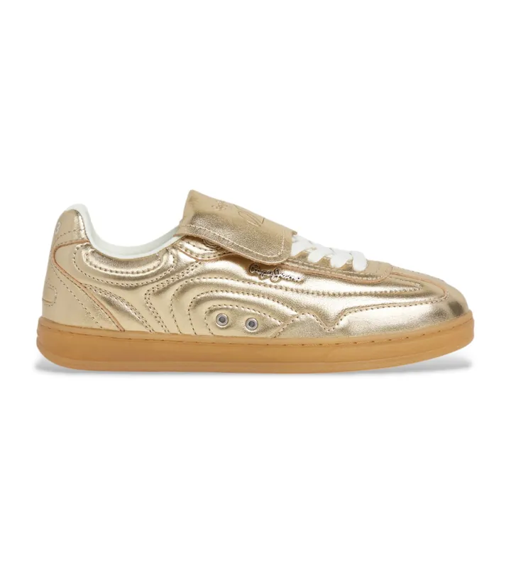 Pepe Jeans para mujer. PLS000010 Zapatillas de Piel Ball Metal dorado (41), Plano, Cordones, Casual