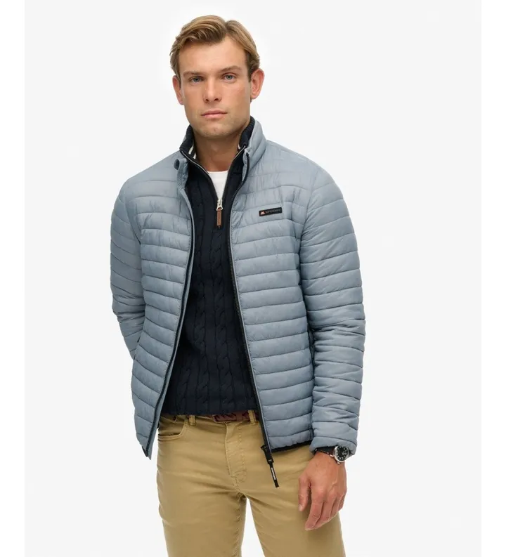 Superdry para hombre. M5012242A Chaqueta acolchada Fuji Lite Padded azul (L), Casual, Nylon reciclado