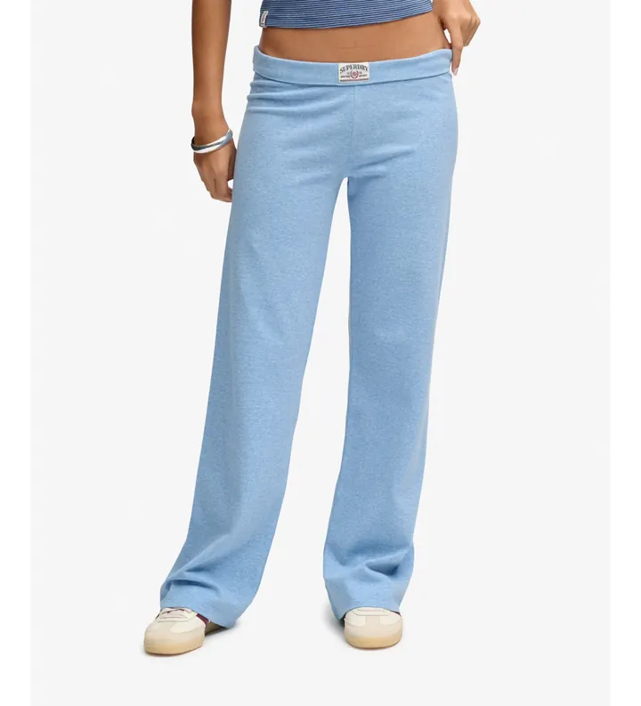 Superdry para mujer. W7011336A Pantalón Jogger ESS Fold Over azul (M), Casual, Algodón
