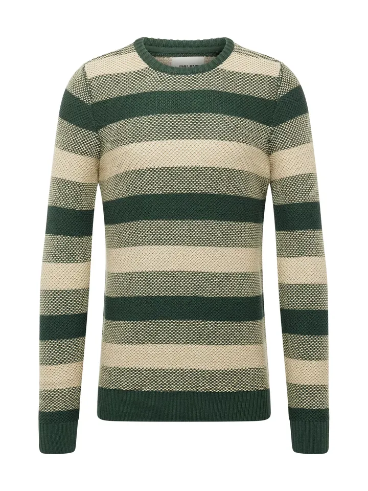 BLEND Jersey  beige / verde oscuro