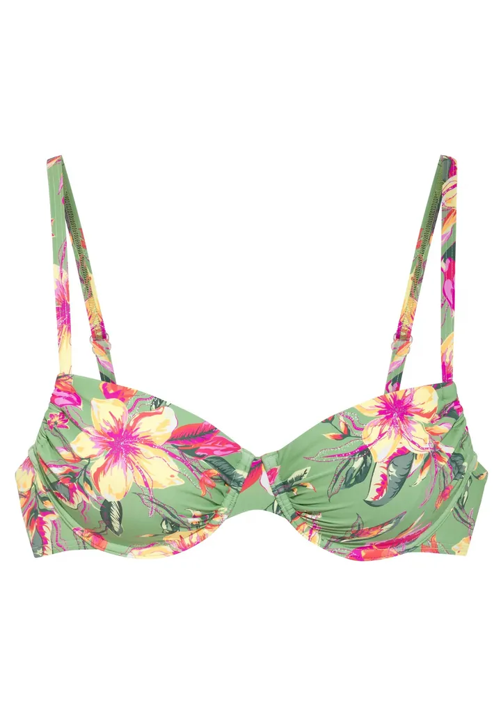 LASCANA Top de bikini verde claro / verde oscuro / naranja claro / fucsia