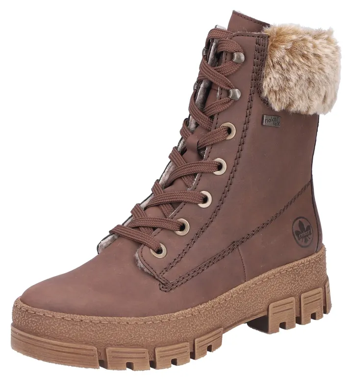 Rieker Botines con cordones chocolate / moca