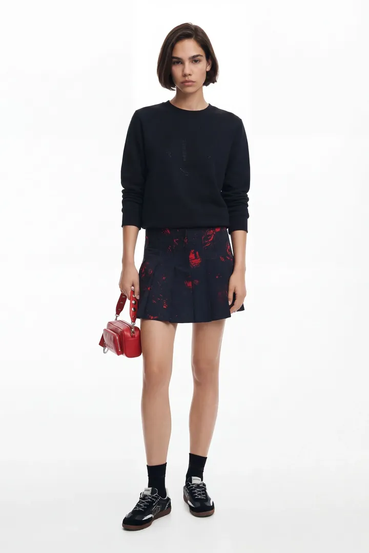 Desigual, Minifalda plisada M.Christian Lacroix, Algodon, Rojo, L