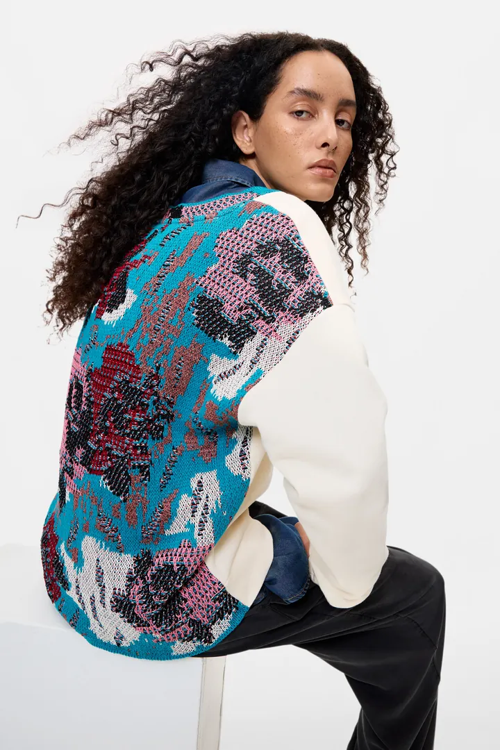 Desigual, Sudadera espalda bordada, Mujer, Algodon, Blanco, L