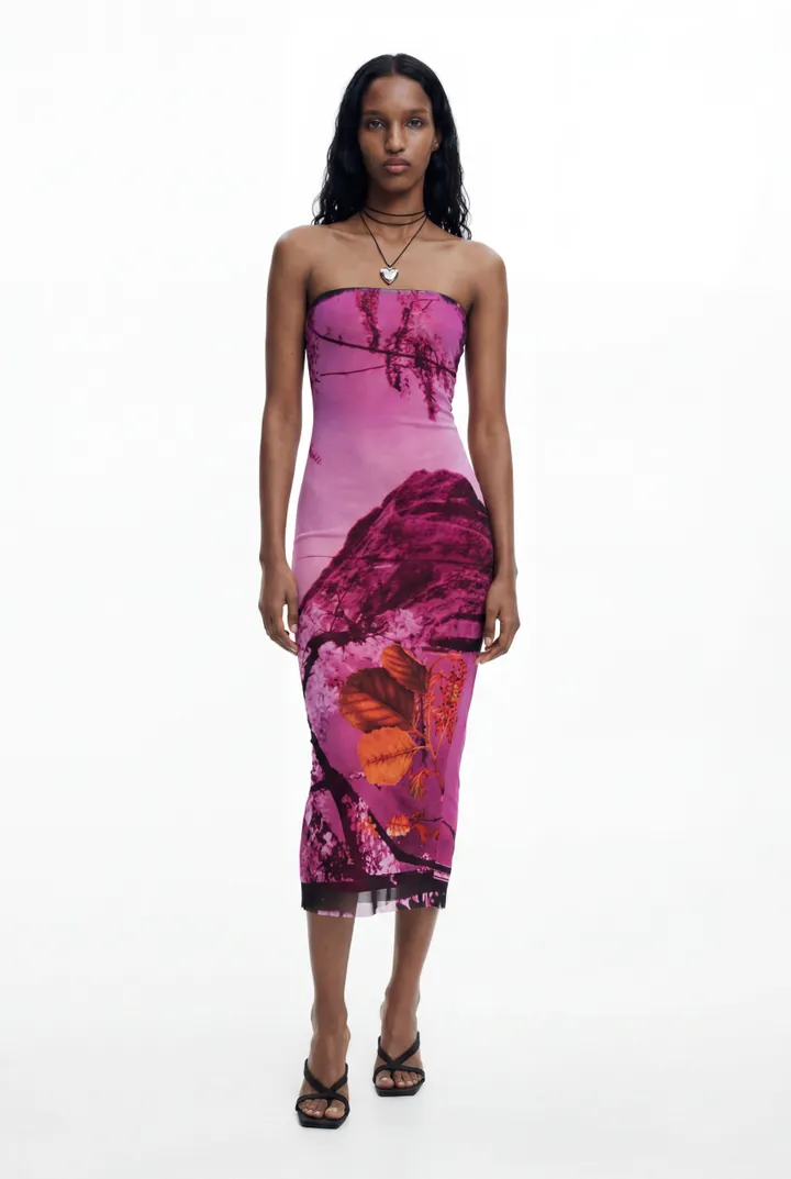 Desigual, Vestido diseñado por Mr. Christian Lacroix, Poliester, Rojo, L