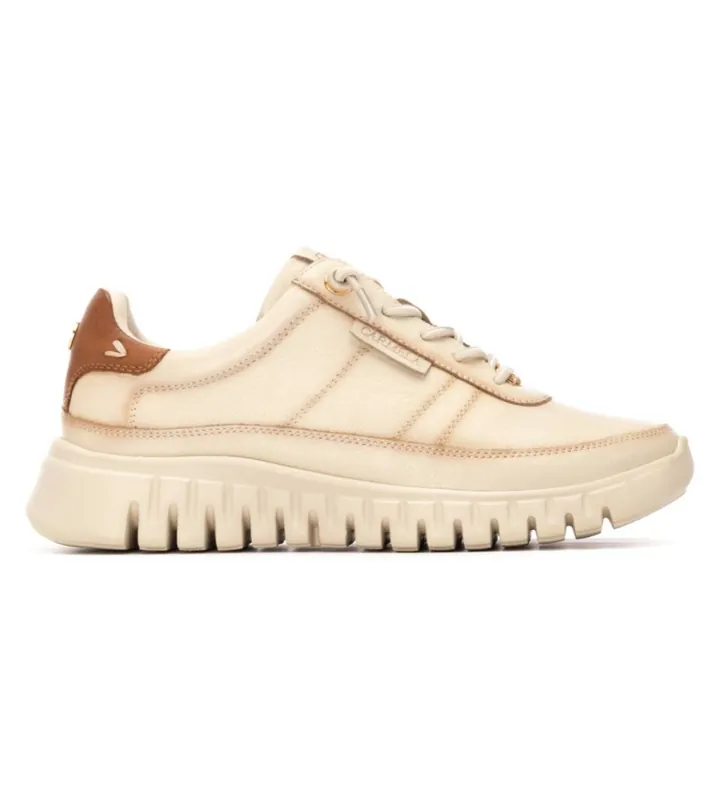 Carmela para mujer. 16252503-BEIGE Zapatillas de piel 162525 beige (35), Plano, Cordones, Casual