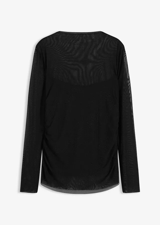 Camiseta de manga larga con delicada malla