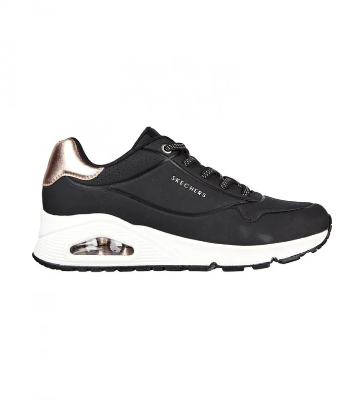 Skechers para mujer. 155196 Zapatillas Uno - Shimmer Away negro (36), Tela, Plano, Cordones, Casual