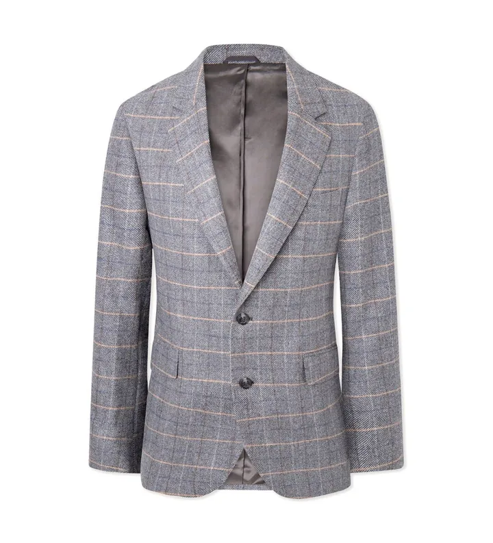 Hackett London para hombre. HM443289 Americana Cash Tattersal gris (38/32), Casual, Fiesta, Lana, Clásico, Manga larga