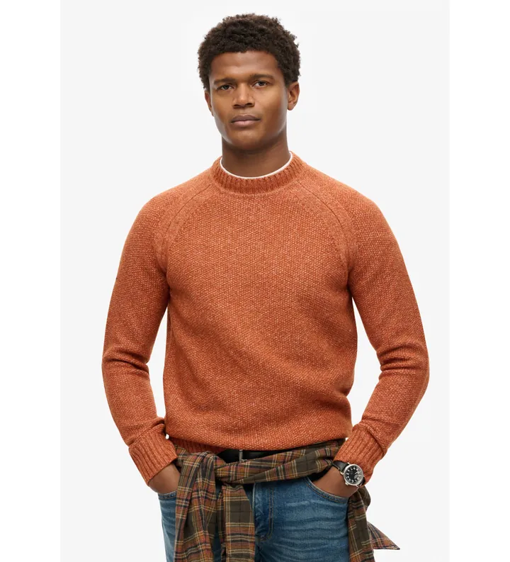 Superdry para hombre. M6110634A Jersey raglán grueso naranja (L), Casual, Poliéster