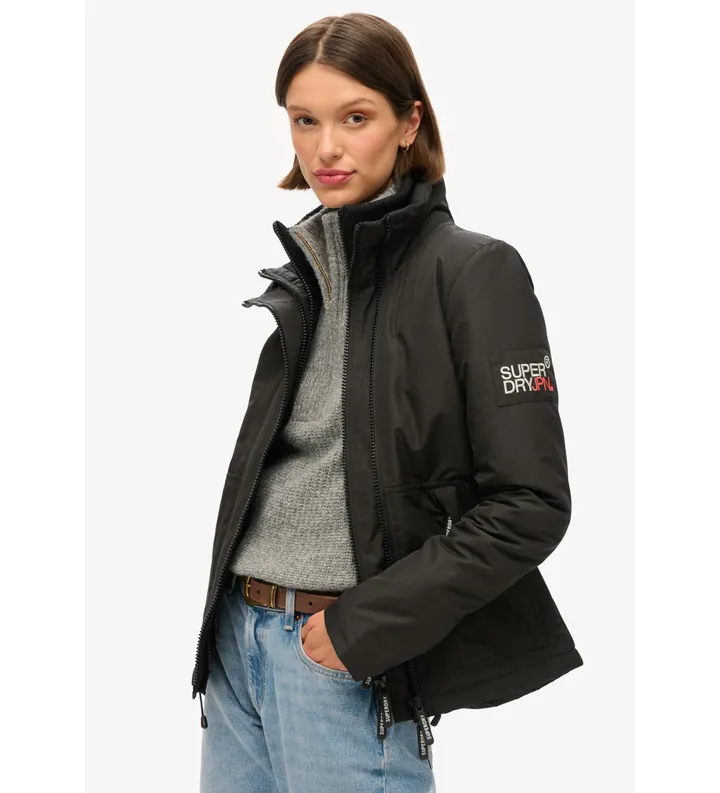 Superdry para mujer. W5011828A Chaqueta Windbraker negro (L), Casual, Poliéster Reciclado, Sostenible
