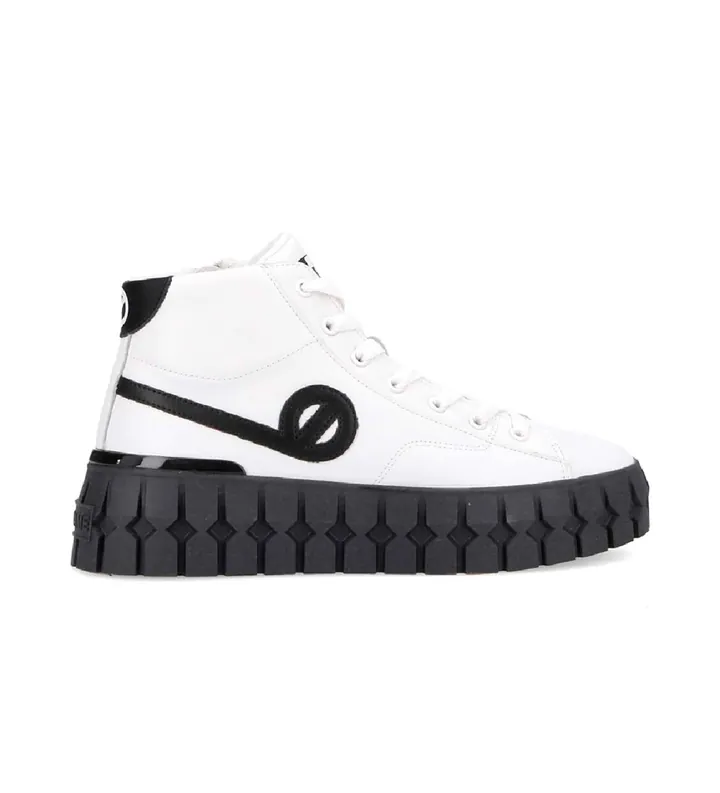 NO NAME para mujer. ONPMNR0 Zapatillas de piel Play Mid de caña alta blanco (37), Plano, Cordones, Casual