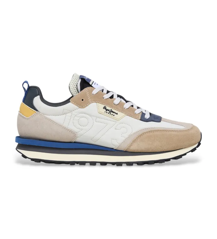 Pepe Jeans para hombre. PMS60035 Zapatillas de piel Foster Connect beige (40), Plano, Ante, Cordones, Casual