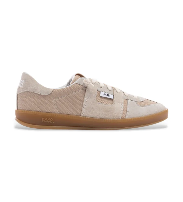 P448 para hombre. S25MONZA75 Zapatillas de Piel Monza beige (41), Plano, Cordones, Casual
