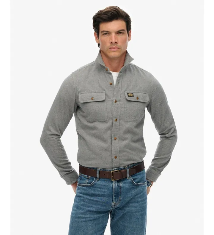 Superdry para hombre. M4010723A Camisa Trailsman azul (L), Casual, Algodón, Manga larga