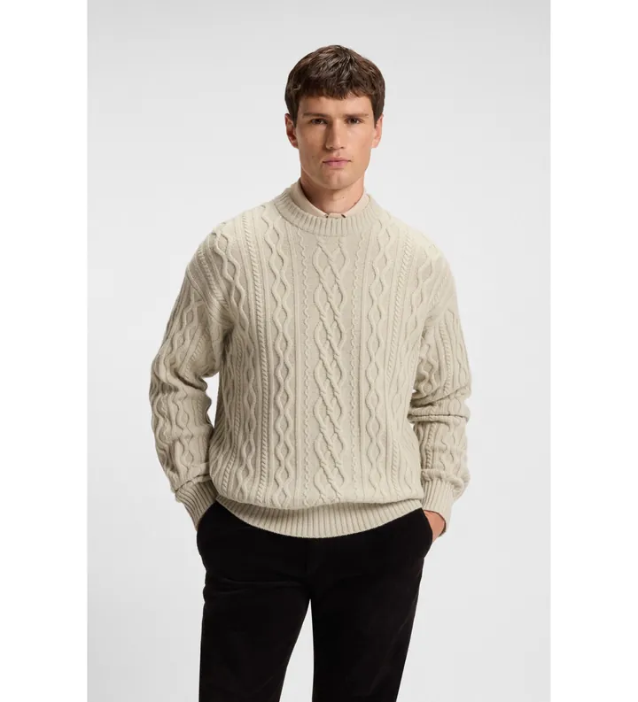 BOSS para hombre. 50548689 Jersey Kableto beige (L), Casual, Poliéster