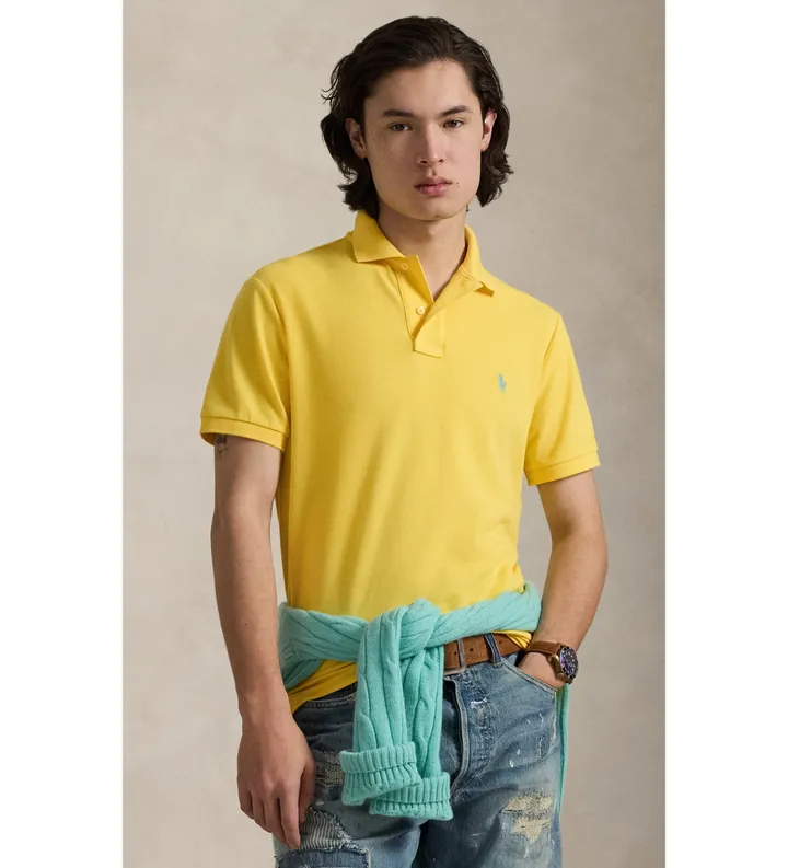 Polo Ralph Lauren para hombre. 710680784509 El icónico polo de piqué amarillo (XL), Casual, Algodón, Manga corta