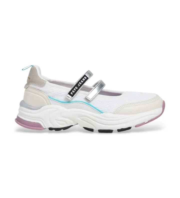 Pepe Jeans para mujer/niña. PGS600006 Zapatillas Mave Ballet blanco (32), Tela, Plano, Velcro, Casual, moda infantil