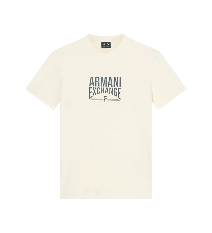 A|X Armani Exchange para hombre. XM002452AF10334U1074 Camiseta Slim Cream blanco (L), Casual, Algodón, Manga corta