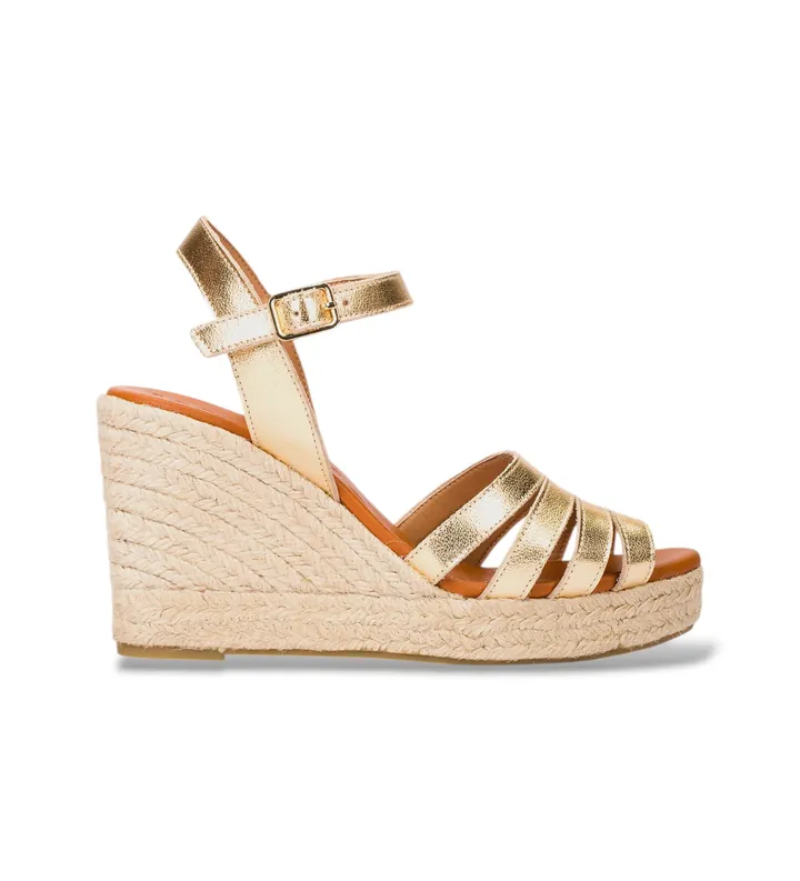 Wonders para mujer. YH-PI2671 Cuñas Laminado dorado (38), 5 a 8cm, Hebilla, Casual