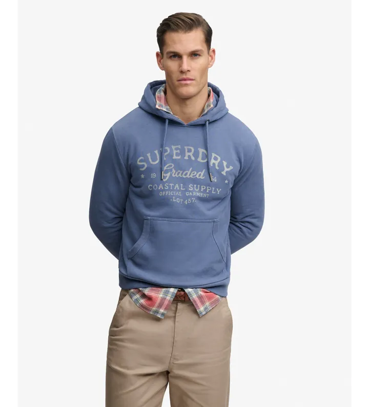 Superdry para hombre. M2014448A Sudadera Lo-Fi Dockside azul (L), Casual, Algodón
