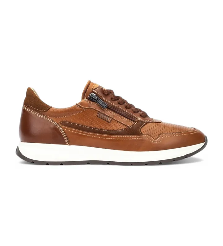 Pikolinos para hombre. M2B-6263C1 Zapatillas de piel Getafe marrón (41), Plano, Cordones, Cremallera, Casual