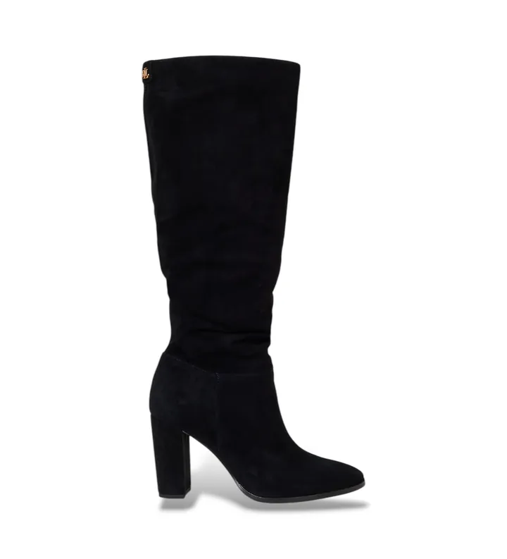 Lauren Ralph Lauren para mujer. 802937807001 Botas altas Artizan de ante negro (35.5), 3 a 5cm, Ninguno, Casual