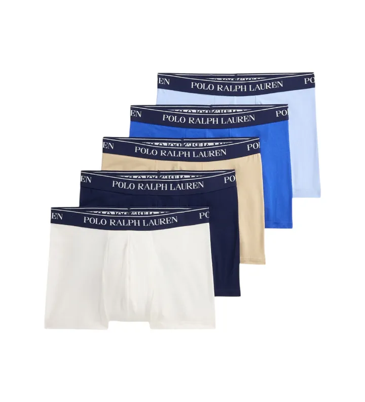 Polo Ralph Lauren para hombre. 714864292027 Set 5 bóxers clásicos de algodón elástico multicolor (L), Homewear