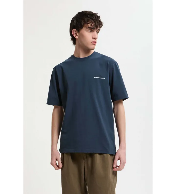 Baracuta para hombre. BRTEE0024UT2968 Camiseta Britain Rainwear azul (L), Casual, Algodón, Manga corta