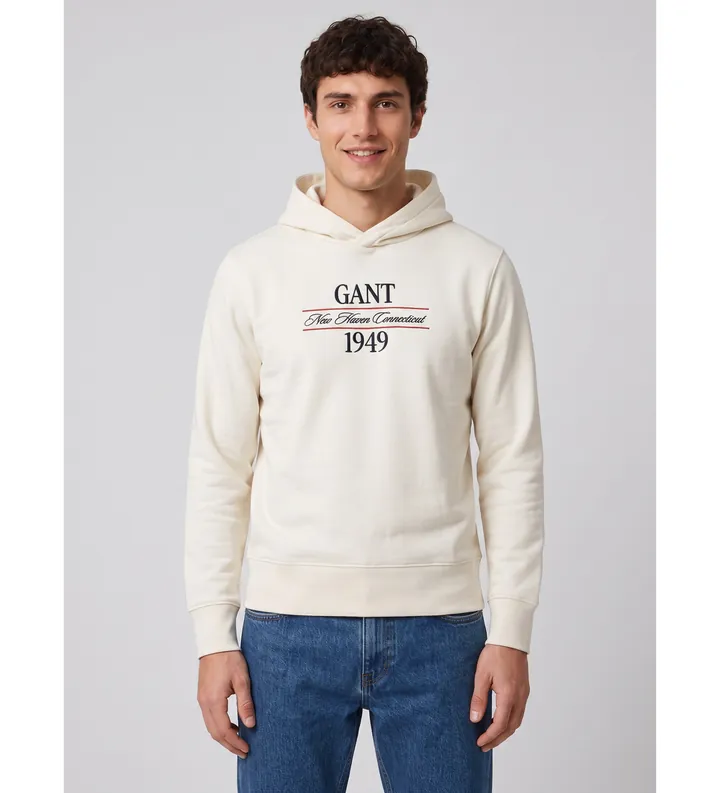 Gant para hombre. 2067157 Sudadera Gráfica con Capucha blanco crema (L), Casual, Algodón
