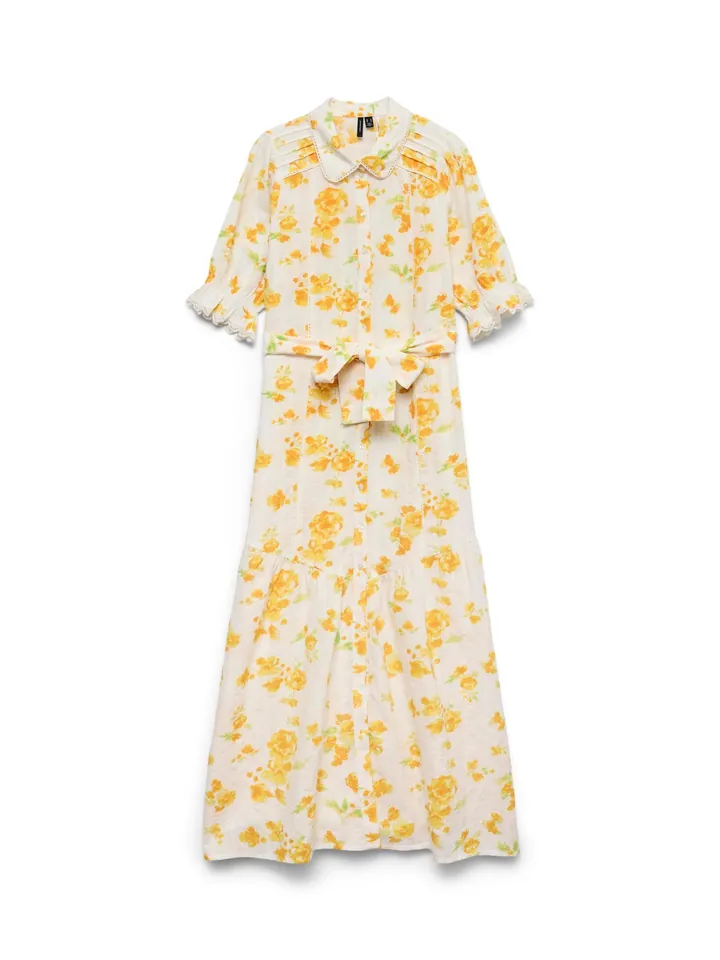 VERO MODA Vestido 'VMGRY' amarillo / verde claro / blanco