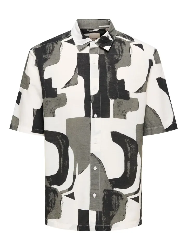 Only & Sons Camisa 'ONSHarvi' gris / negro / blanco