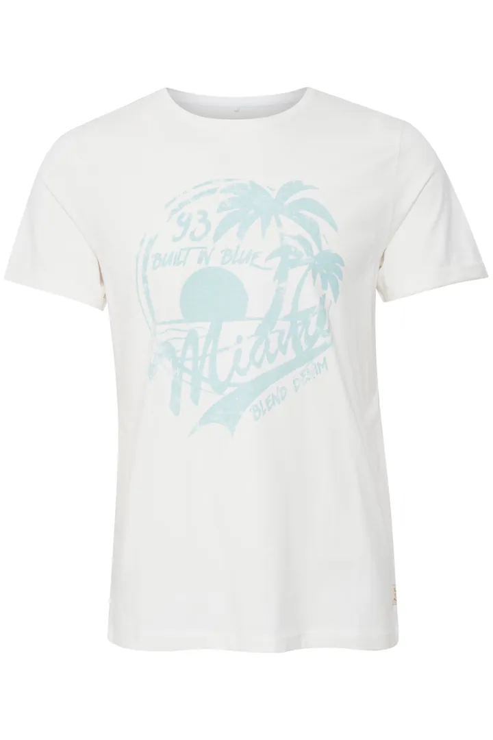 BLEND Camiseta 'PERRY' azul cielo / blanco