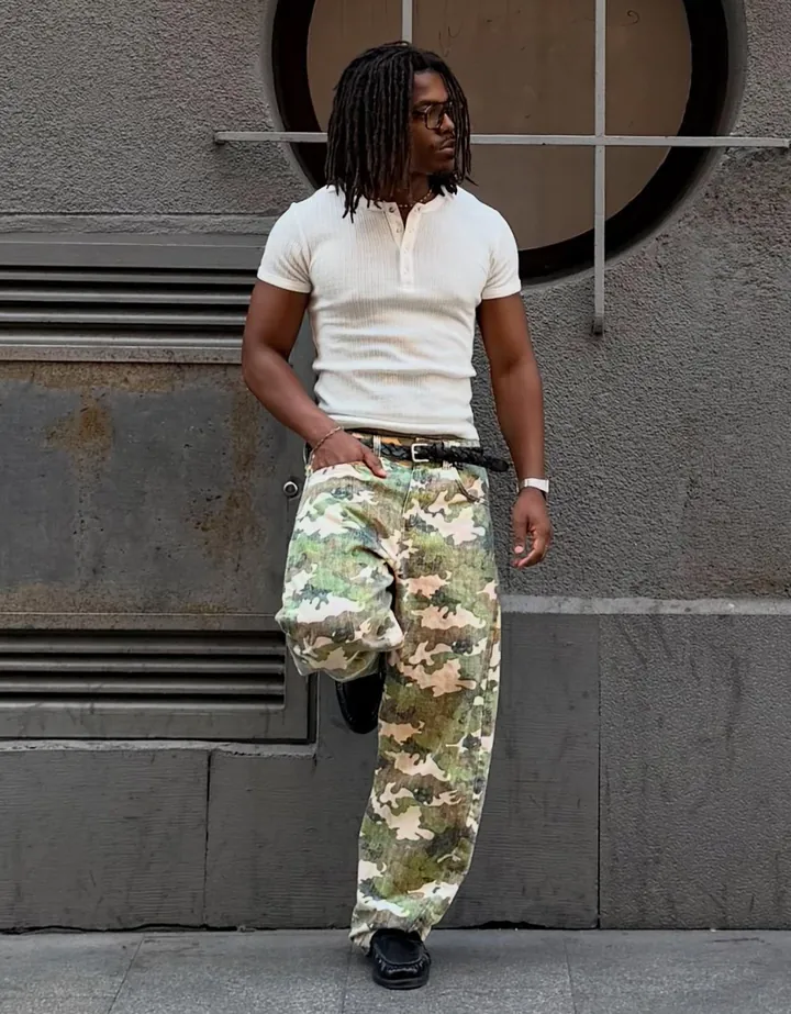 Bershka Jeans Twisted Print Hombre 32 Verde