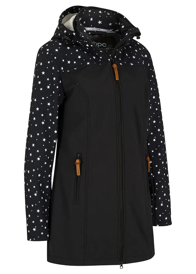 Parka funcional de softshell con forro polar suave