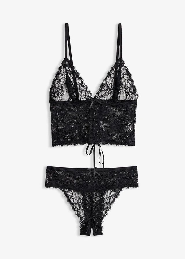 Bustier y tanga con abertura (2 piezas)