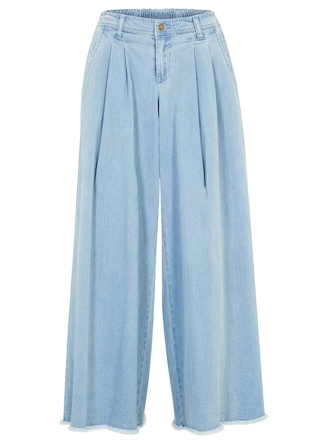 Falda pantalón vaquera ancha, con cinturilla cómoda