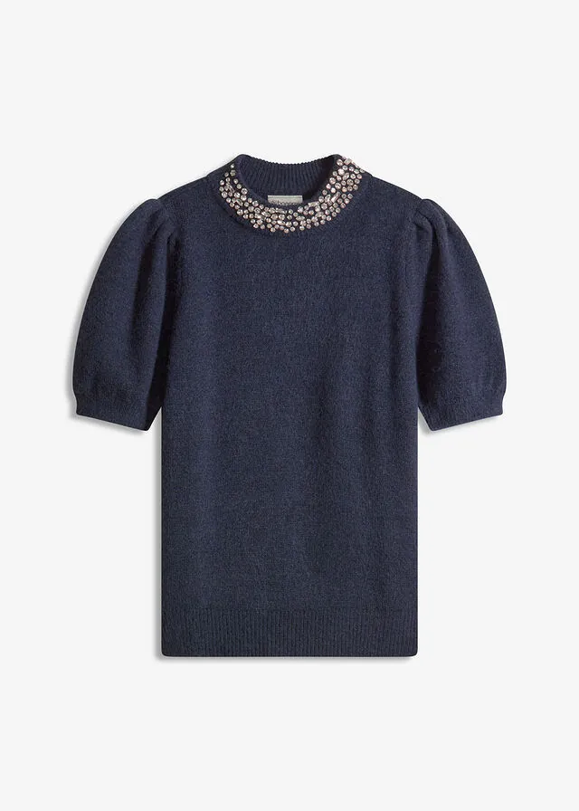 Jersey con aplicación de piedras brillantes