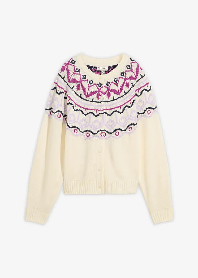 Chaqueta holgada de punto con patrón nórdico