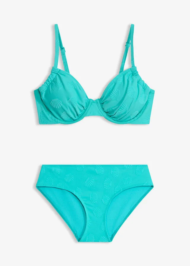 Bikini con aros y tejido estructurado (2 piezas)