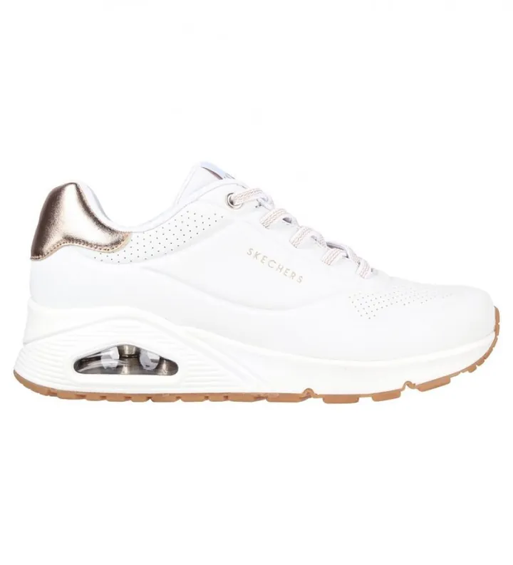 Skechers para mujer. 155196 Zapatillas Uno - Shimmer Away blanco (36), Tela, 3 a 5cm, Cordones, Casual