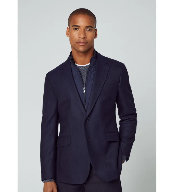 Hackett London para hombre. HM443291 Americana Flan marino (40/34), Casual, Fiesta, Lana, Clásico, Manga larga