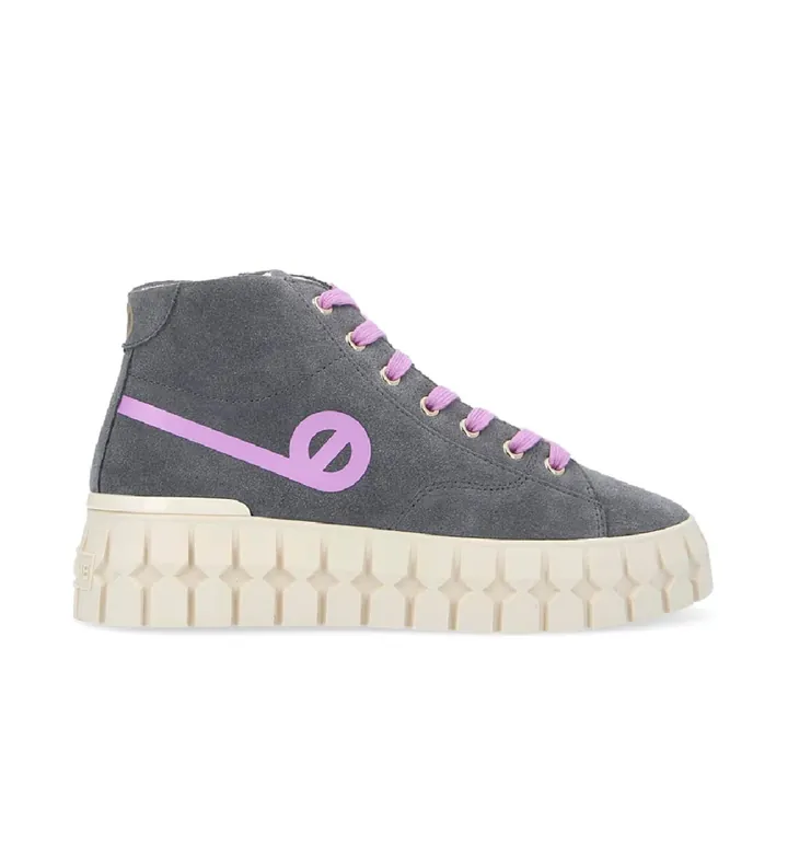 NO NAME para mujer. ONPMSP0 Zapatillas de piel Play Mid abotinadas de estilo vintage gris (36), Plano, Cordones, Casual